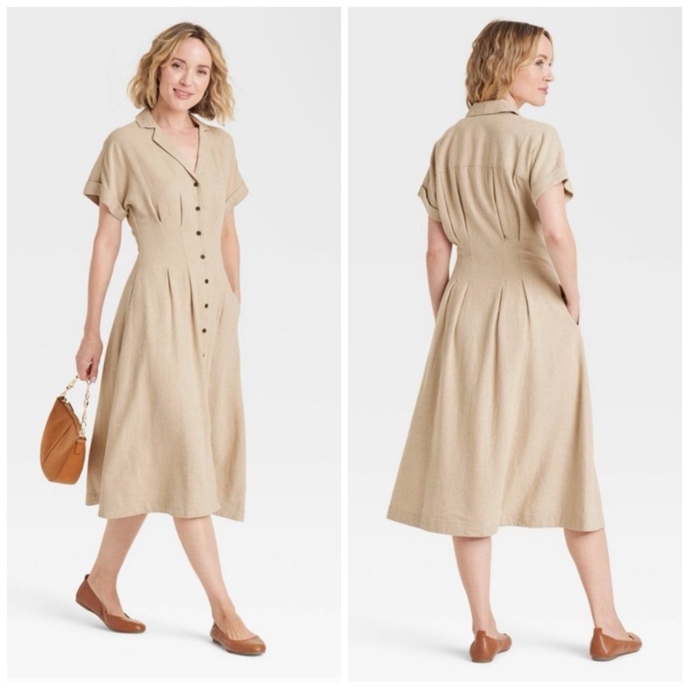 NWT Linen Midi Shirt dress
